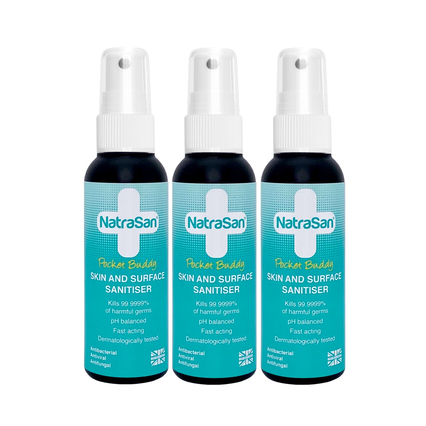 NatraSan Skin and Surface Sanitiser 50ml (Pocket Buddy) - 3pack